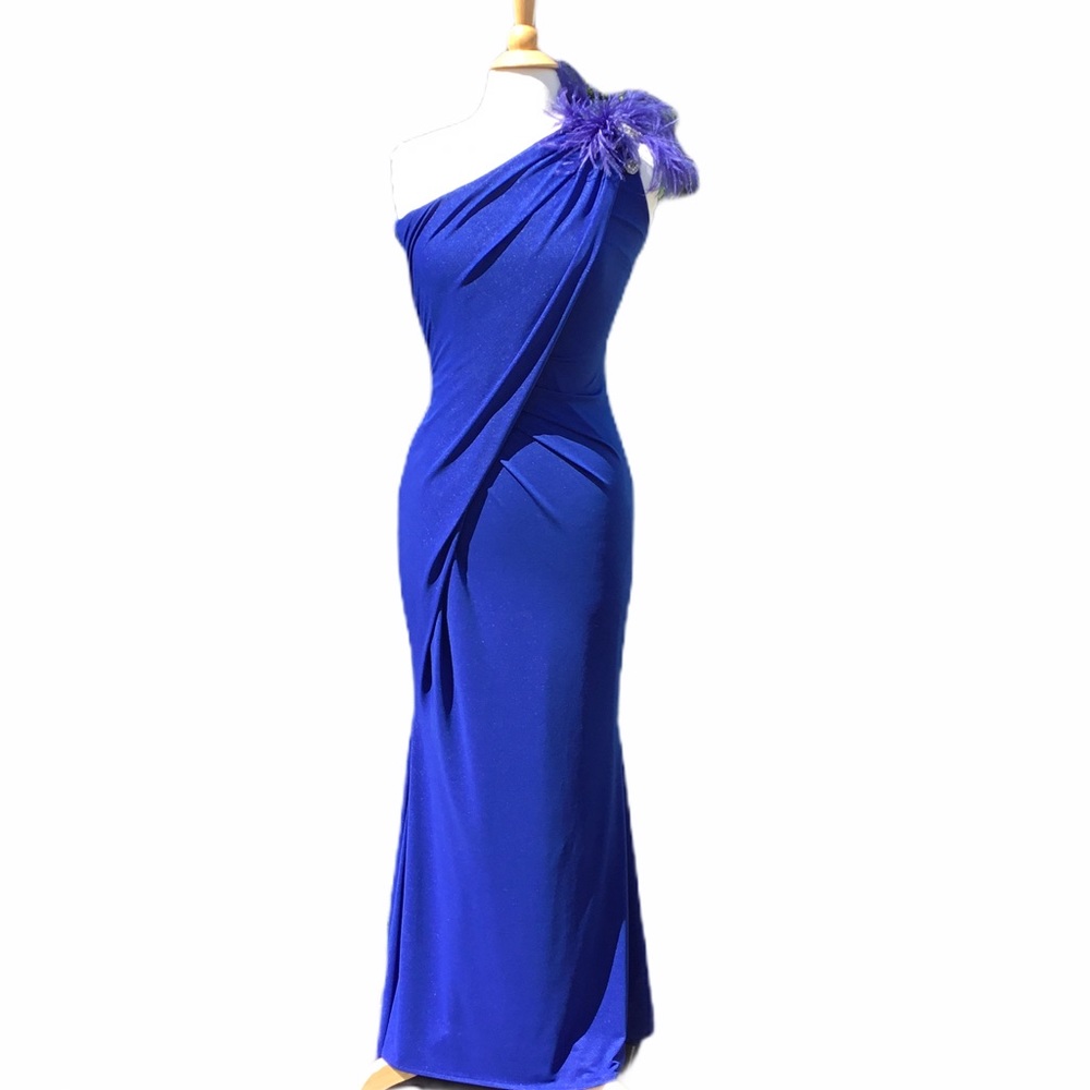 John Paul Ataker Shoulder Boa Prom Evening Gown